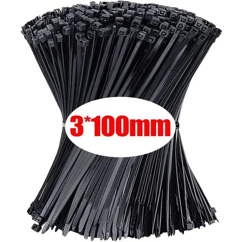 

100-1000Pcs Plastic Nylon Cable Ties Self-locking Cord Ties Straps Adjustable Cables Fastening Loop Home Office Wire Zip Ties 100pcs