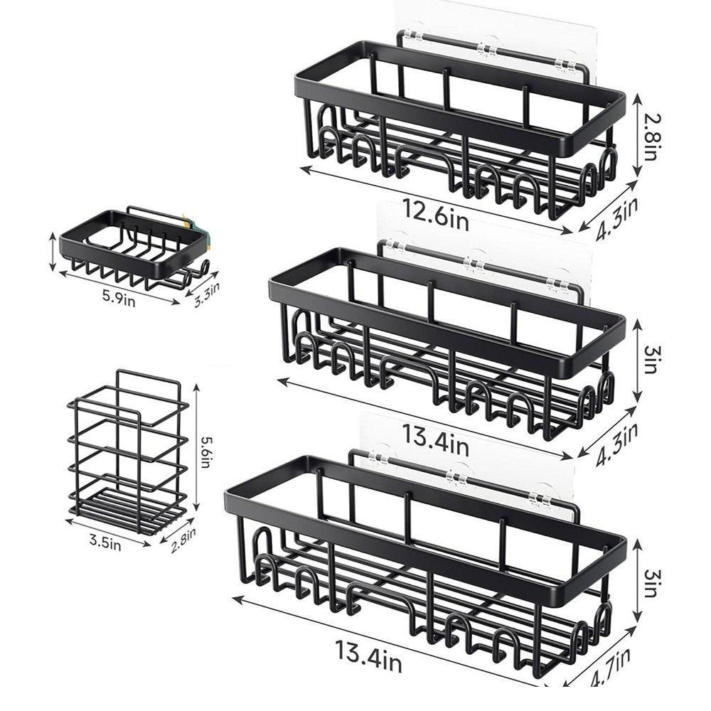 Useful Metal Bathroom Shelf Adhesive Drain Wall Mounted Shelf Removable Space Saving Shower Storage Rack Shower Area