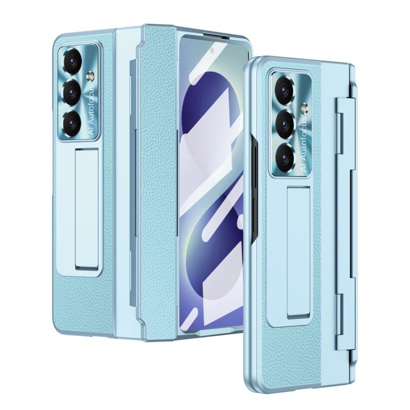 Full Coverage Foldable Phone Case Galaxy Z Fold8 Fold7 Fold6 With Kickstand Shockproof PC Shell Vegan Leather