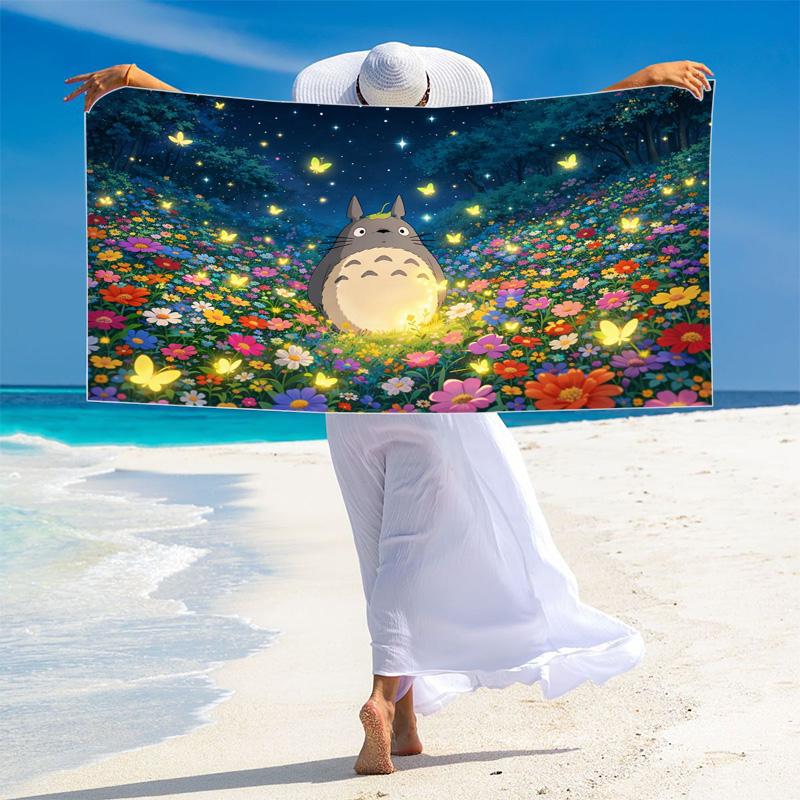 Anime-Totoros Print Beach Towel, Large Soft Quick Dry Towel for Beach Camping Swimming