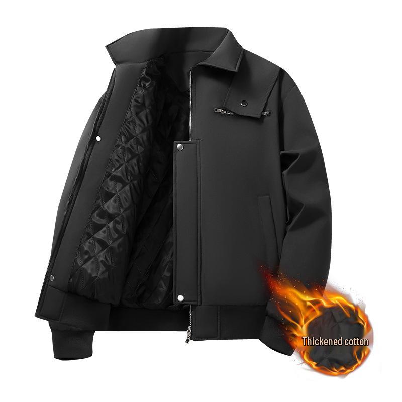 

Men s Autumn/Winter Casual Workwear Jacket - Versatile, Loose, Warm, and Stylish for Outdoor Activities M чорний