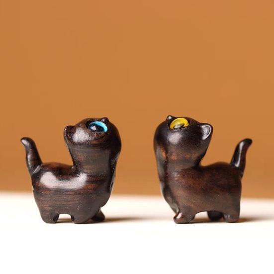 Sculptură Pisică Neagră Făcută Manual Sculptură Pisică Mică Desen Animat Figurină Pisică Rustic Mini Decor Casă Drăguț Cadou pentru Iubitorii de Pisici Colecționari