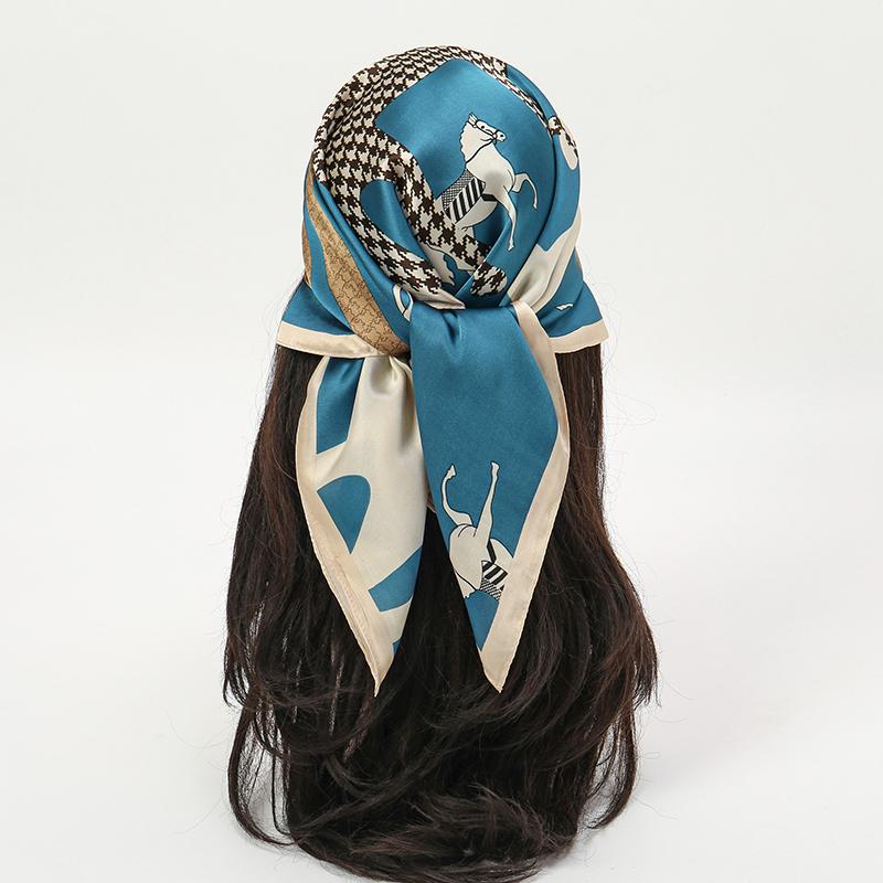 Head Scarf Women Luxury Brand Square Silk Foulard Satin Bandana Summer Soft Neckerchief Hijab Hair Scarves For Ladies