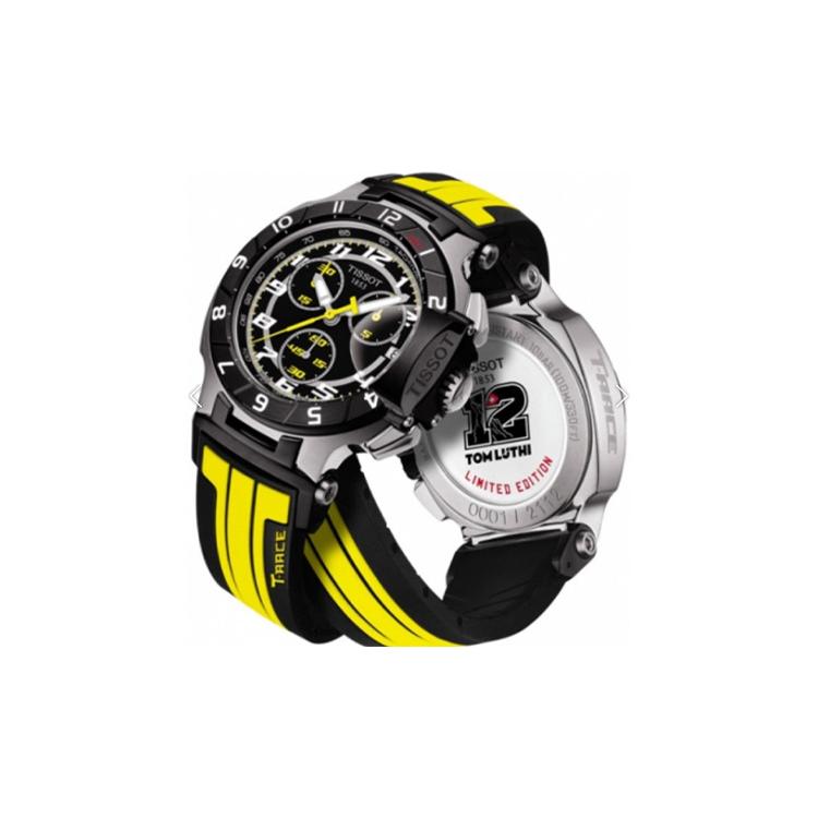 TISSOT Race Collection Quartz Movement 100m Water Resistance Men's Watch 50.26mm Black Dial Stainless Steel Case T048.417.27.057.13