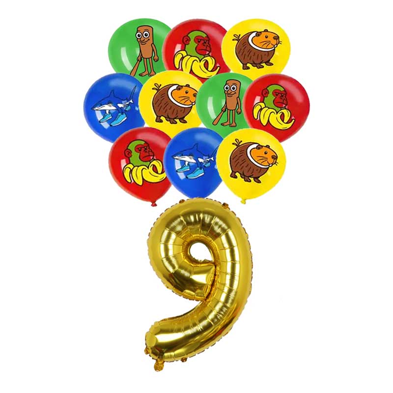 17pcs Italian Brainrot Theme Kids Birthday Party Supplies Tung Tung Tung Sahur Balloon Funny Meme Anime Home Decorat Gift 2025