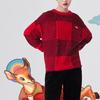Li Ning Plaid Pattern Knitted Round Neck Long Sleeve Sweater Unisex Sweater Red AMBT001-1