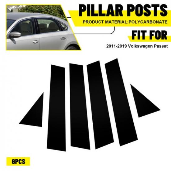Black Door Window Pillar Posts Trim Cover For 2011- Volkswagen Passat
