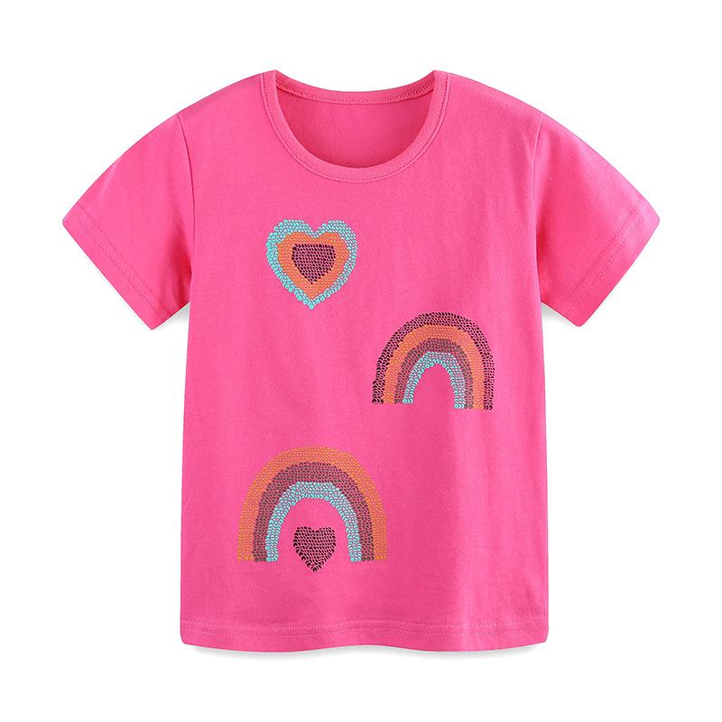 European Style Summer Girls Knitted Cotton T-shirt - Short Sleeve, Round Neck. 4Y (110cm)