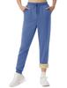 KEFITEVD Thick Warm Winter Long Pants with Elastic Size XL Women's Sweatpants, Loungewear, Fleece-Lined, Waist, Blue,