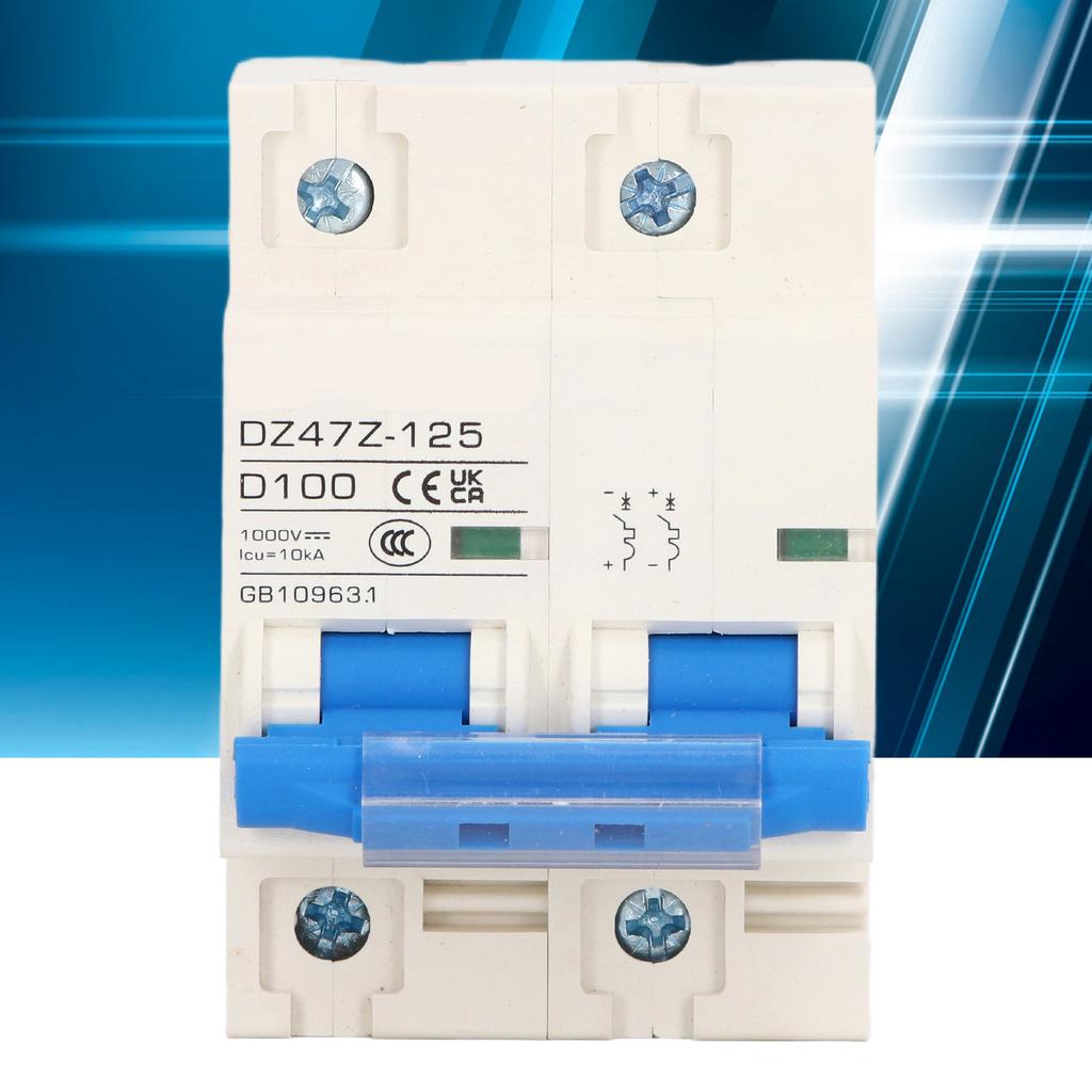 Circuit Breaker 2P D 47  125 100A DIN Rail  ature Circuit Breaker for Solar PV System 1000V