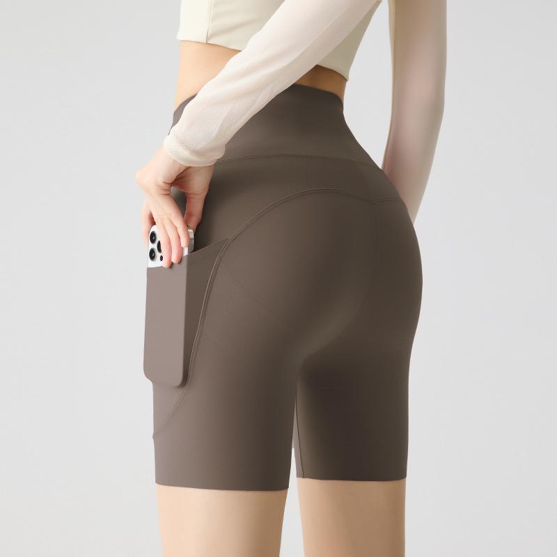 

Women s High Waist Summer Pocket Yoga Pants - Three-Quarter Length, Shark Skin, Hip Lifting, Nude Feel, Thin Layer. Perfect for Outdoor Wear. L [105-120 lbs]