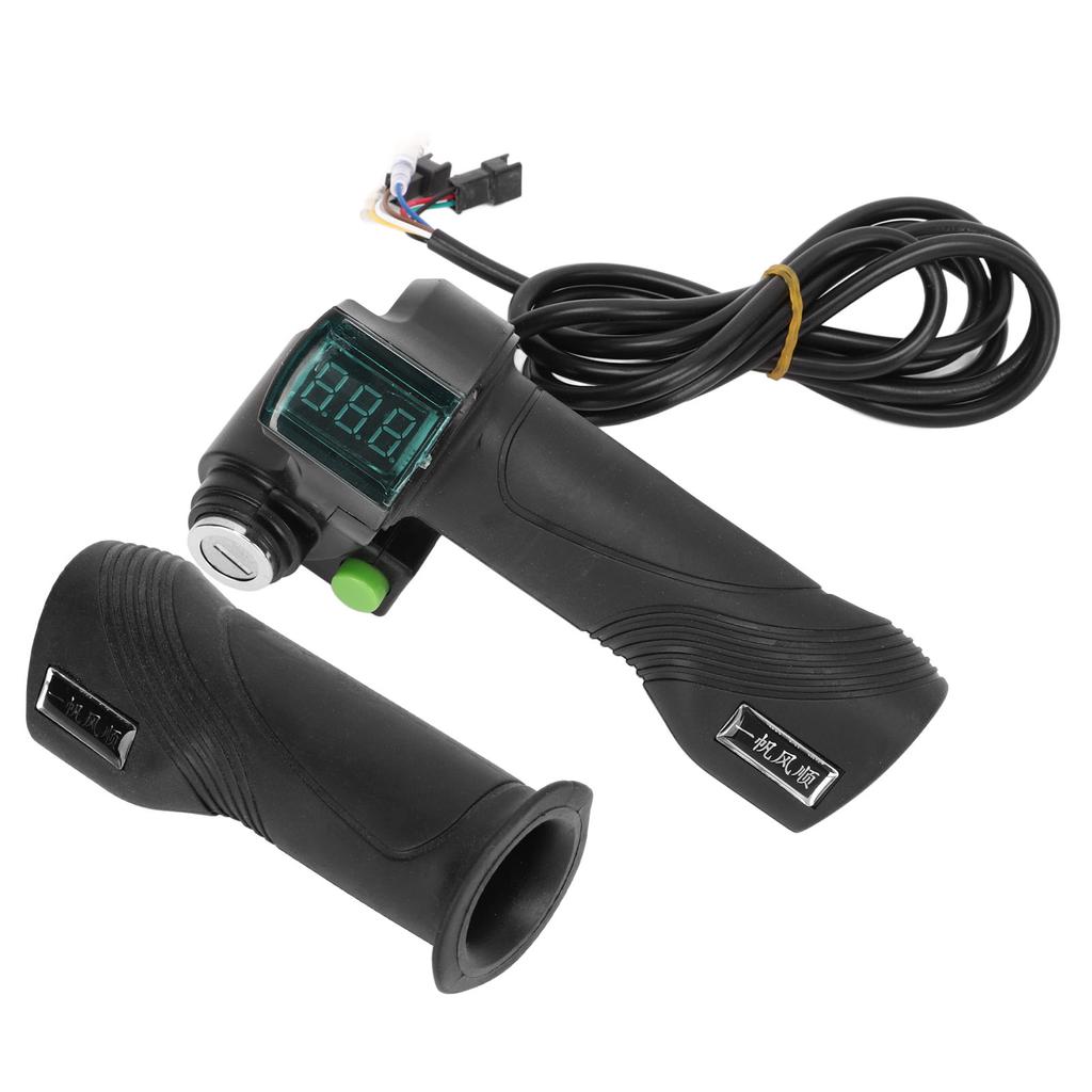 One Pair Electric Bike Throttle Handlebar with Big Head Lock Blue Screen 12V To 99V Bike Throttle Grip for Riding