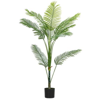 Indoor Artificial Plant 150 Cm, Palm Artificial Tree with Plastic Pot and Flocking, Green