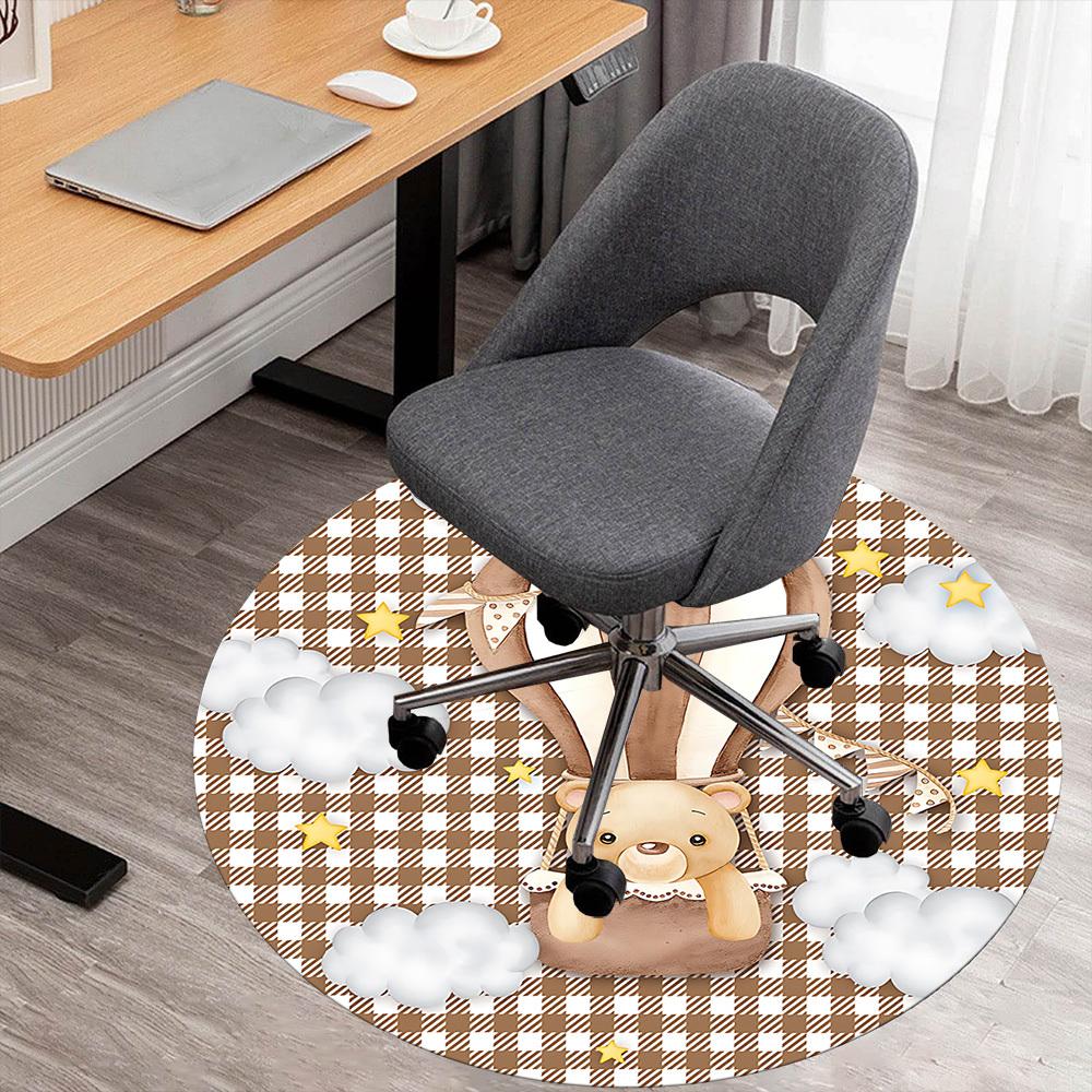 

1pc Bear Hot Air Balloon Round Chair mat Area Rug - Non-Slip, Floor Mat for Office, Bedroom, and Indoor Decor c1125192 80cm by 80cm