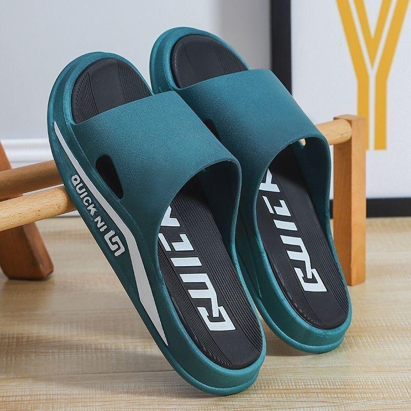 Herren Kontrastfarbe Badeschuhe Rutschfeste Dicke Sohle Schnelltrocknende Sandalen für Strand Dusche & Tägliches Tragen