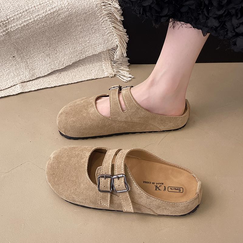 Fashion Shoes Cover Toe Loafers Woman's Slippers Platform Slides 2025 Spring Loafers Female Shoes House Slippers Platform Cover Toe Slid
