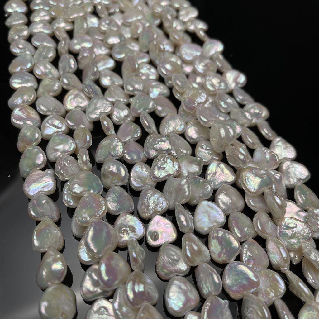 1String, White Natural Freshwater Pearls, Baroque heart-shaped Pearl Beads, 13×13mm, for DIY Necklace, Jewelry Making Crafts, Length 36 Cm
