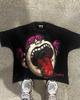 American Fashion Goth Big Head Cartoon Print Oversized TShirt Mens YK Street HipHop Harajuku Loose Casual Couple Clothes
