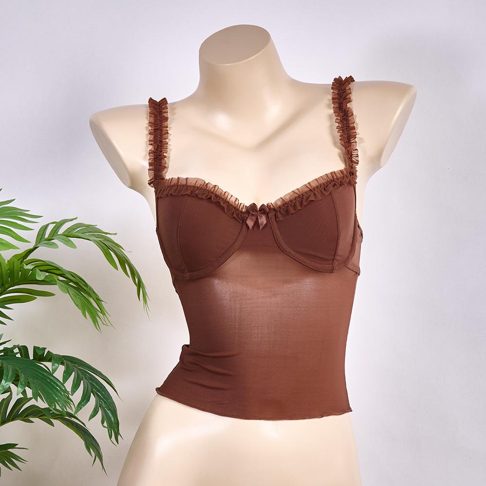 Summer Lace Underwire Camisole: Sexy, Sheer, Chest-Enhancing Vest