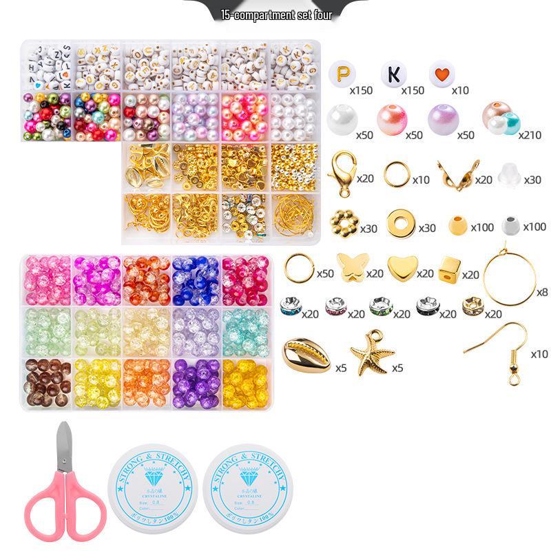 8mm Crackle Bead Bracelet Set: DIY Jewelry Flower Bead Accessories, Lampwork Crystal Loose Beads.