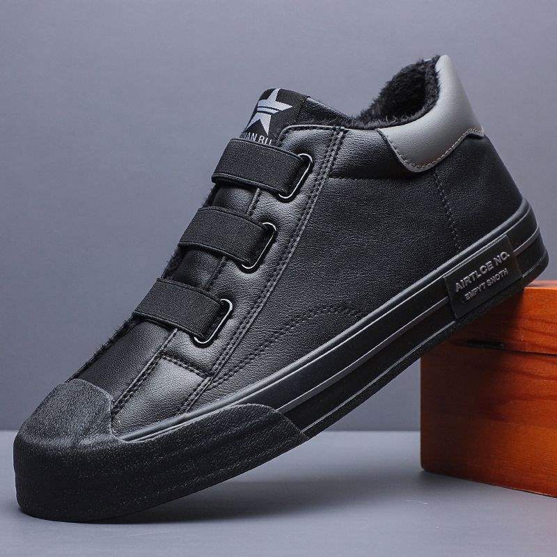 

Men s shoes winter new velvet men s warm cotton shoes casual leather shoes one pedal soft baseplate shoes middle help trendy shoes 44