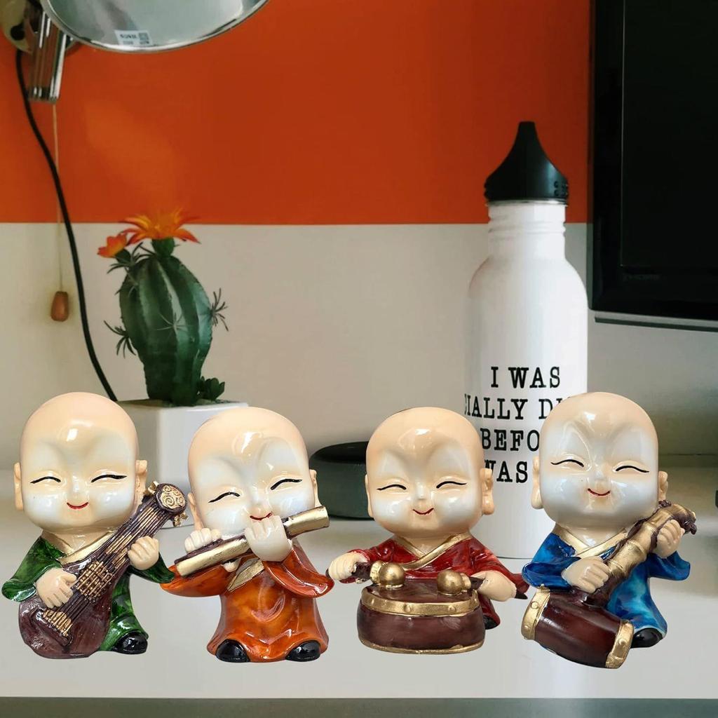 Musikalische Buddha-Dekoration für die Heimdekoration (4er-Pack, Mehrfarbig)