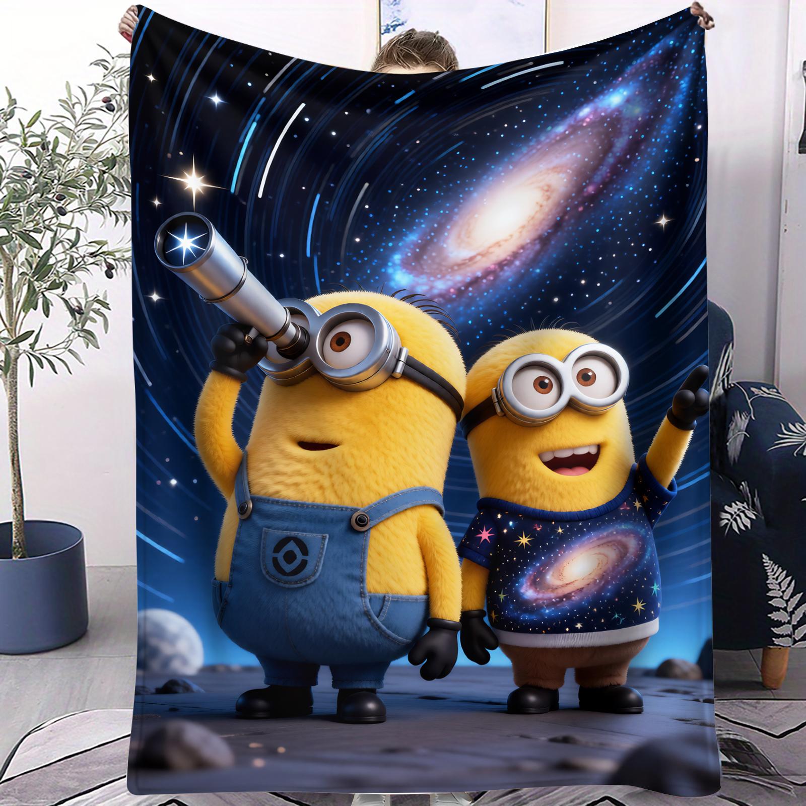 

Cute Minions Character Fleece Cover Blanket Cozy Comfortable Durable Throw For Bedroom Dorm Sofa Living Room Home Decor Fan Gift 70x100cm