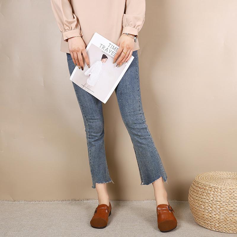 New middle-aged and old mother shoes, women's beef tendon sole, flat bottom, shallow mouth, Doudou shoes, one pedal, lazy women's single shoes