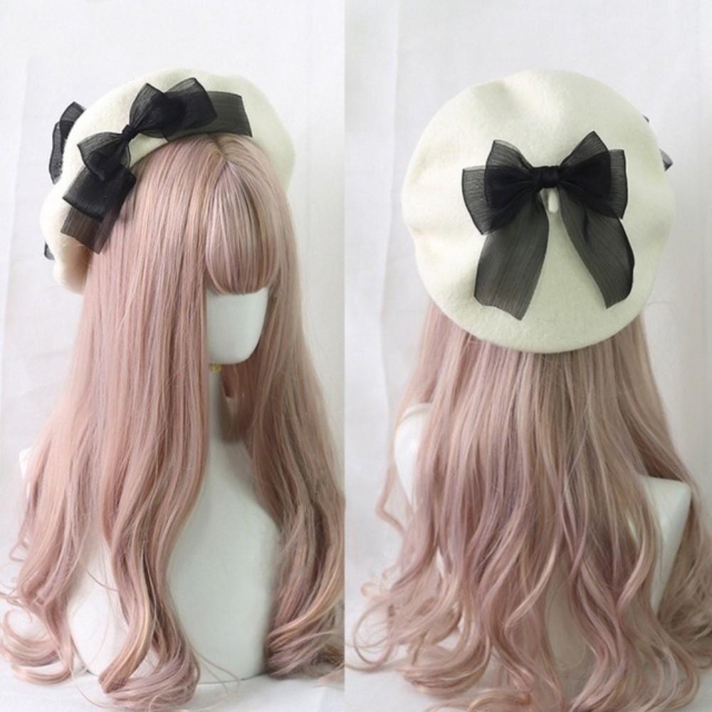 Multicolor French Artist Hat Ribbon Bowknot Lolita Cosplay Cap Chic Beret Hat for Girls