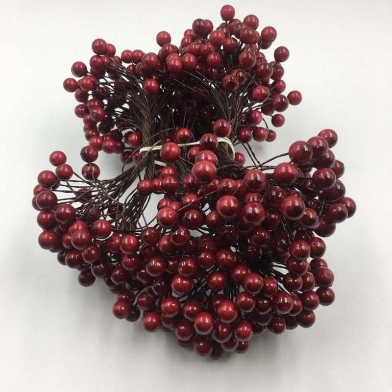 8mm Double-Headed Berry Branches for Christmas Wreaths & Wedding Candy Box Decor