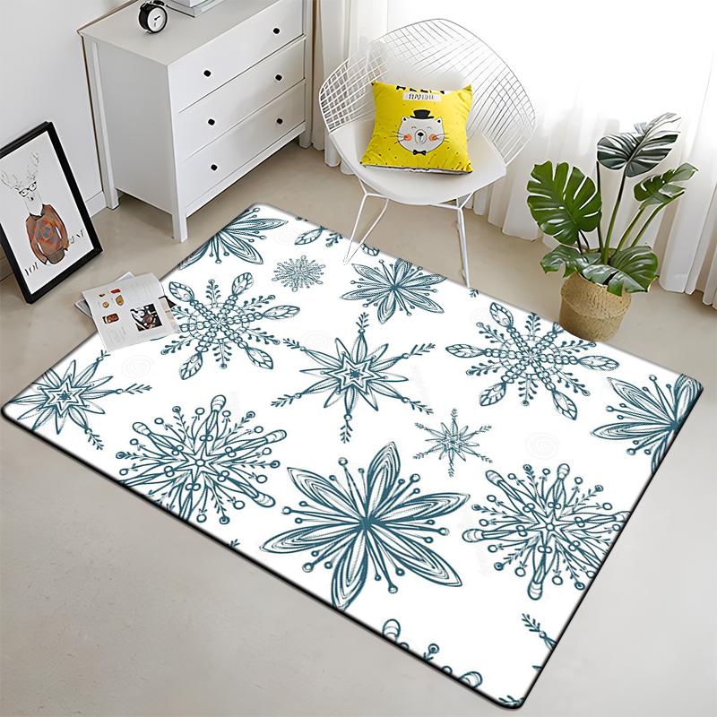 Snowflake Christmas Gift Afire In Winter Printed Carpet for Living Room Large Area Rug Soft Mat E-sports Chair Carpets Alfombra