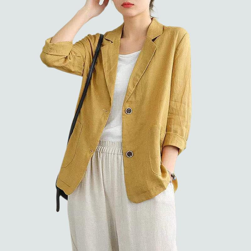 2025 Women's Fashionable Autumn Casual Cotton-Linen Short Blazer
