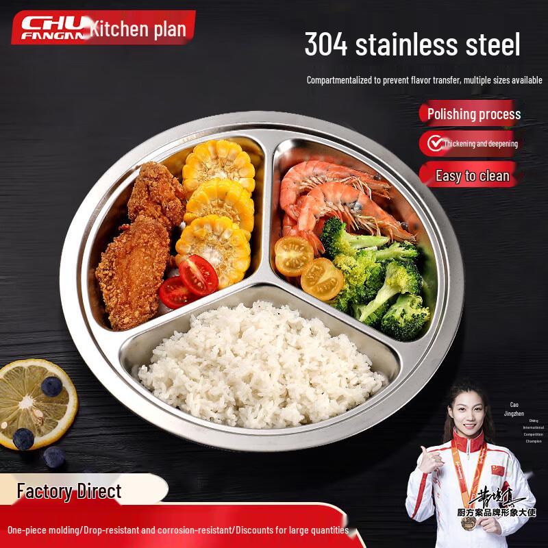 Chu Fang An 304 Stainless Steel Round Children s Divided Dinner Plate