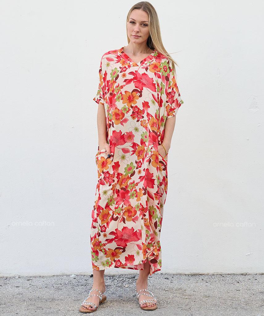 Summer Plus Size Loose Fit Vacation V-Neck Short Sleeve Maxi Dress Women Beach