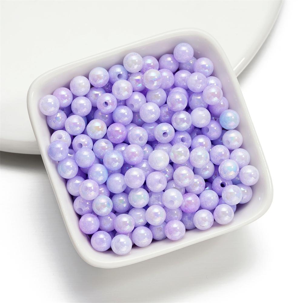 10g 4/6mm Acrylic Aurora Spacer Beads Gradient AB Color Imitation Pearl Round Bead for DIY Bracelet Jewelry Accessories