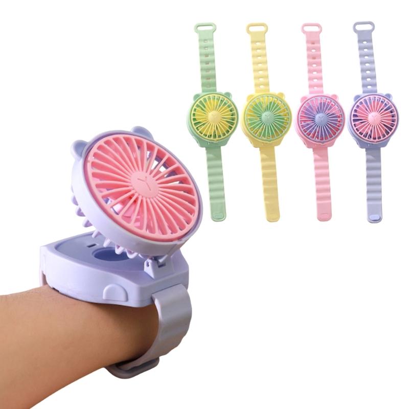 AM4 Battery Operated Powerful Watch Fan Portable Small Lightweight Cartoon Cooling Fan for Girl Kids Indoor Outdoor