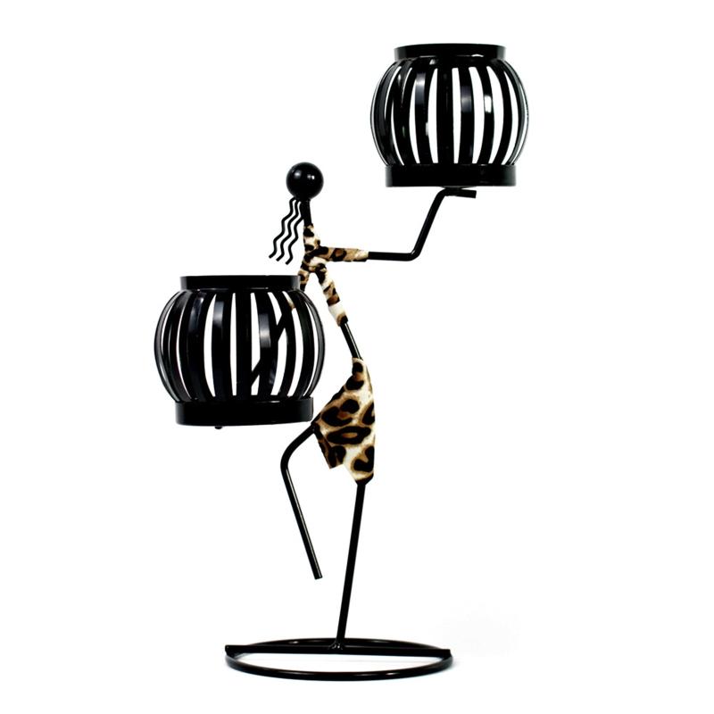 Modern Iron Figure Candlestick Holders Candlestick Desktop Art Decorations for Home Perfect Collectible Art Room Decors