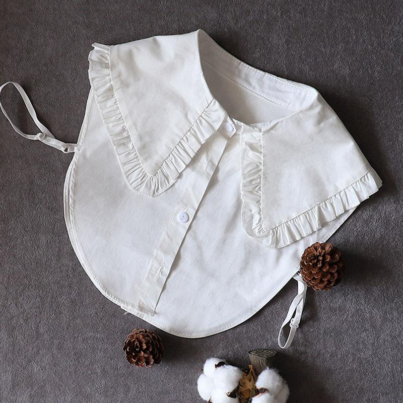 Fashion Denim Fake Collar Shirt Women Ruffle False Collars For Woman Detachable Lapel Half Shirt Tie Ladies False Blouse Collar