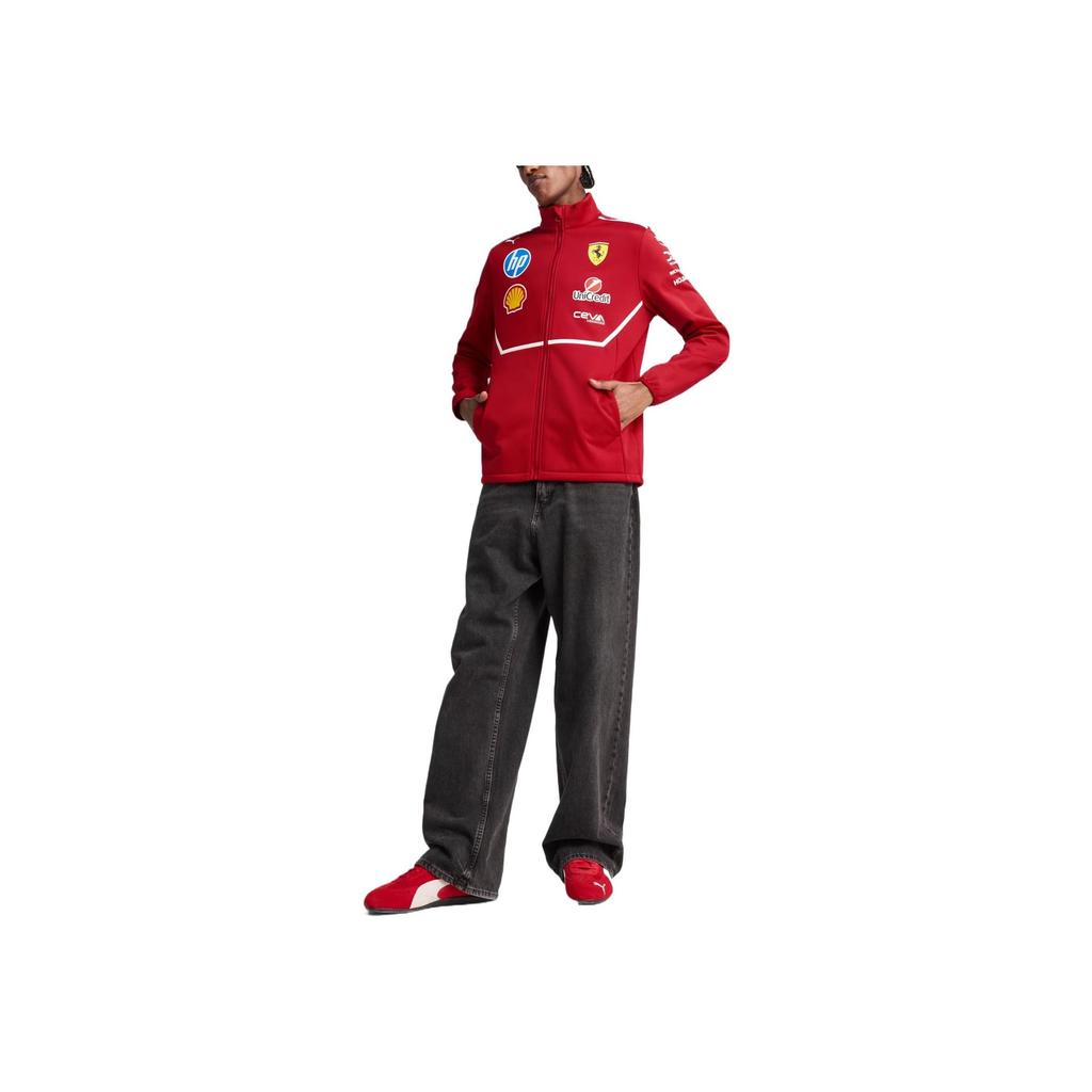 Puma X Scuderia Ferrari Stand Collar Comfortable Casual Soft Shell Long Sleeve Jacket Men Jacket Dark-Cherry 763940-01