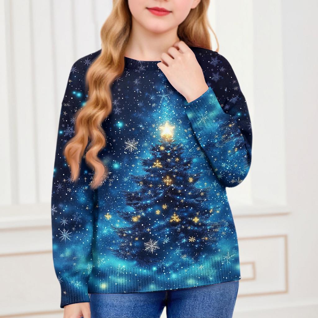 Christmas Day Sweatshirts For Children Boys And Girls Knit Sweater Cute Shirt Fall Crewneck Pullover Tops