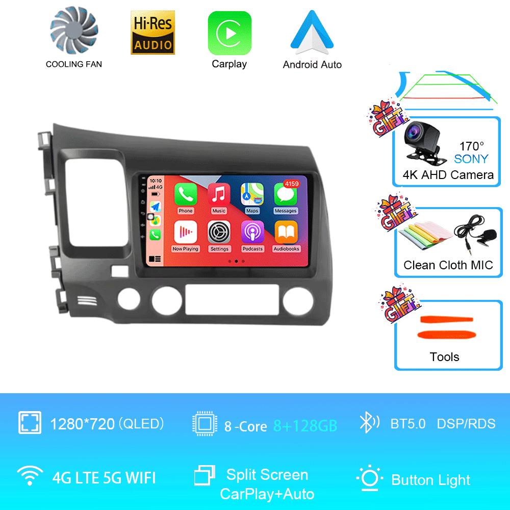 Android 14 9" DSP Car Stereo Radio For Honda Civic 8 2005 - 2012 Multimedia Video Player Navigation GPS 2 Din 4G WiFi Audio DVD