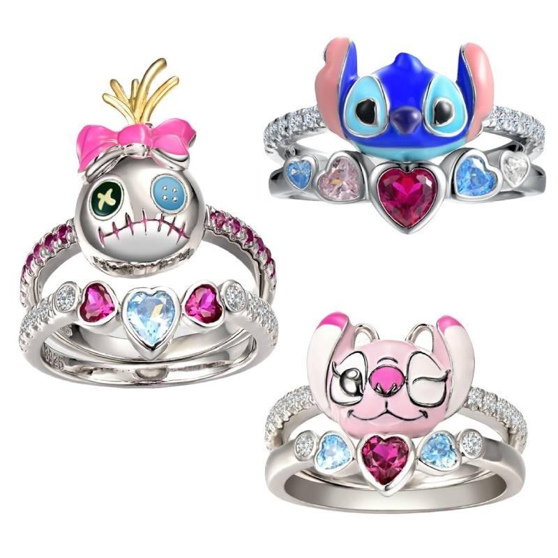 Interstellar Baby Anime Cartoon Character Stewie Angel Micro-set Diamond Ring Set