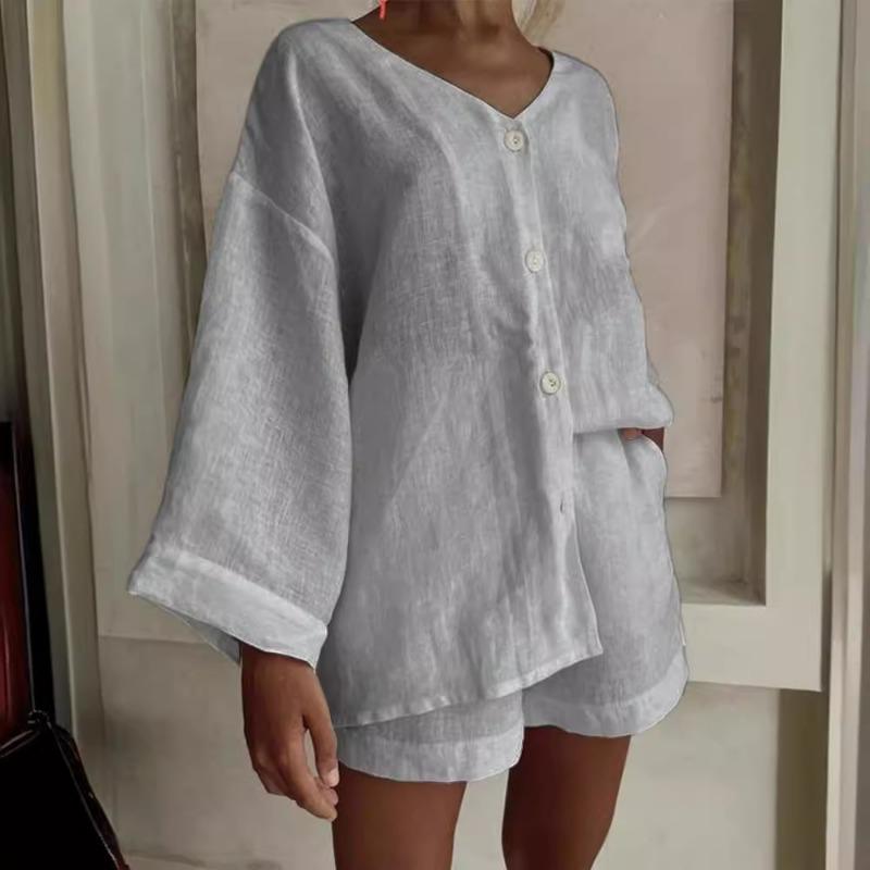 Summer New Women's Fashion Shirt Shorts Casual Set