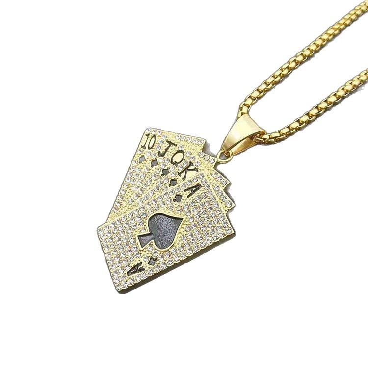 New European and American Jewelry Diamond Set Flush Poker Pendant