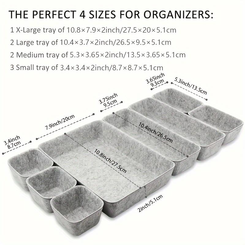 8-Pack Felt Drawer Organizer Trays, Desktop Dividers Space-Saving Office Supplies And Jewelry Storage, Multi-Compartment Desk Organizer for Home