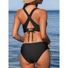 Women Solid Split Swimsuit Bikini 2 Piece Set Deep V Neck Triangle Side Bandage Bikini 2025 New Fashion Beach Lady Bathing Suit