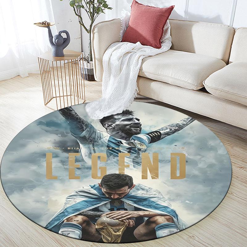 Tappeto Rotondo Stampato Lionel Messi, Tappeto Circolare Antiscivolo Lavabile per Soggiorno Camera da Letto Sala Giochi, Decorazione per Fan dello Sport, Regalo di Compleanno Festivo