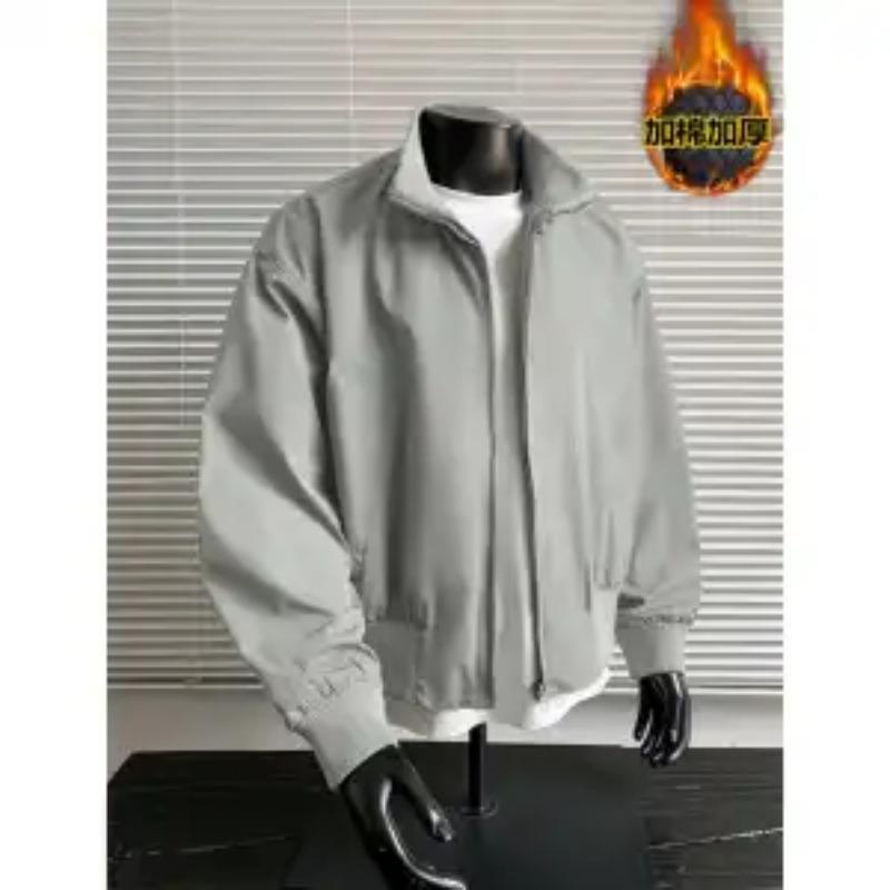 Warme Baumwollgepolsterte Jacke für Herren Winter Kurze Silhouette Stehkragen Lässiger Mantel