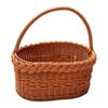 Faux Wicker Basket with Handle, Plastic Fruit Display Basket for Countertop Display, Home Storage, and Carry Use