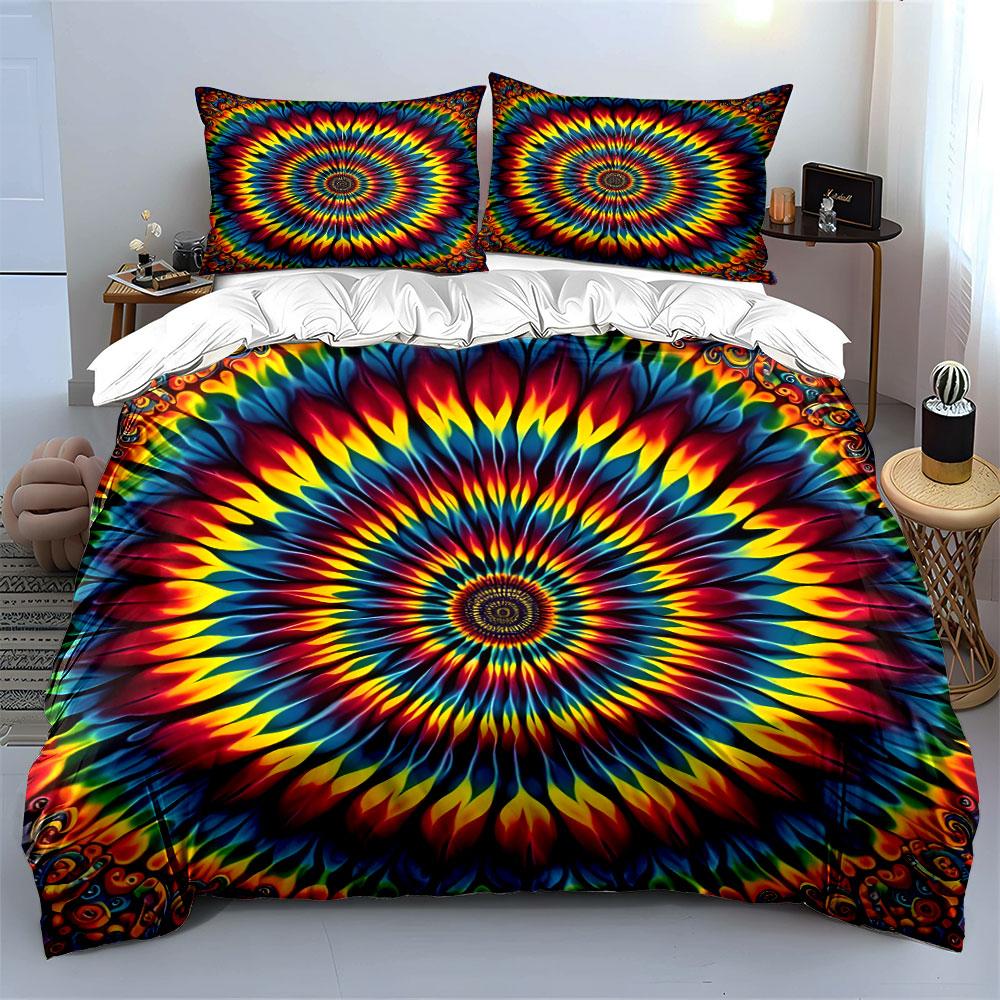 Psychedelic Three-Piece Set For Decor Exquisite Three-Piece Bedding Set Gift For Kids And Adults